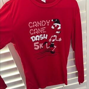 Red Candy Cane Dash 5K Long Sleeve Shirt